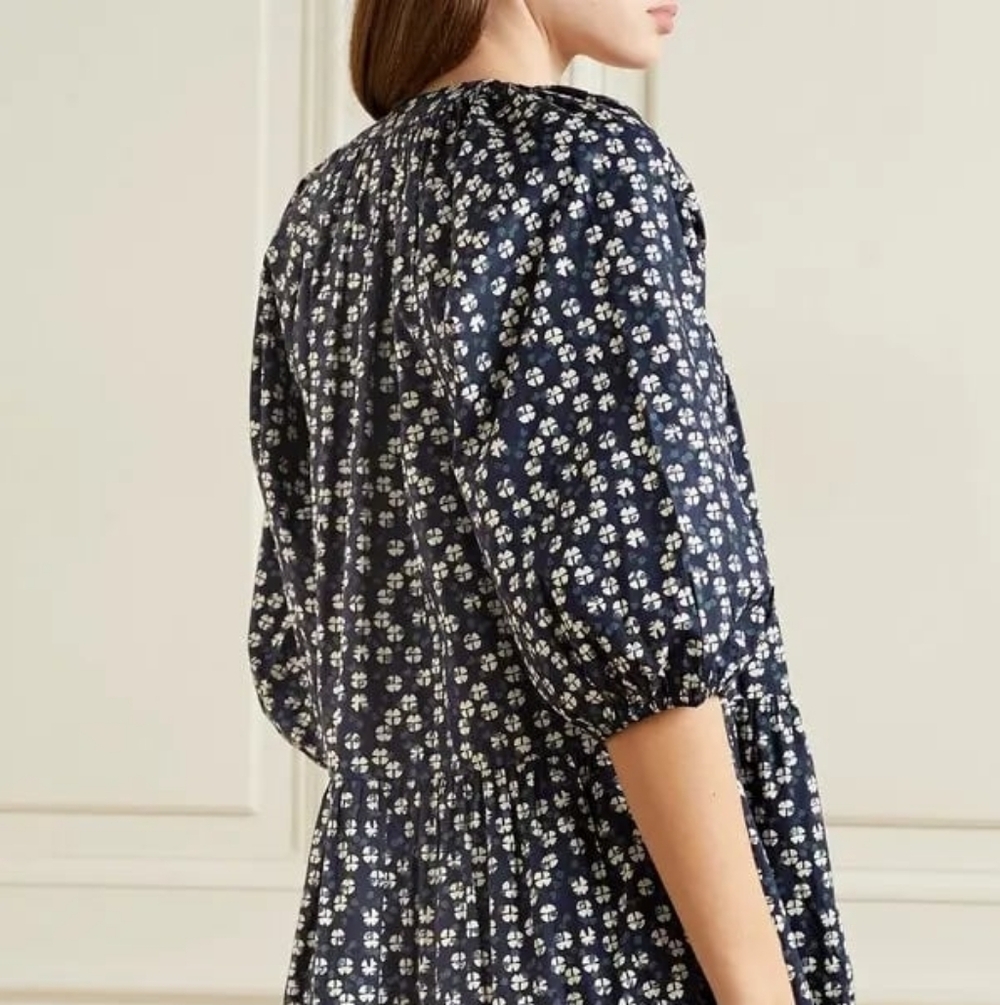 Apiece Apart Brijette Midi Dress In Wheels Navy Organic Cotton Size XS - Picture 2 of 6